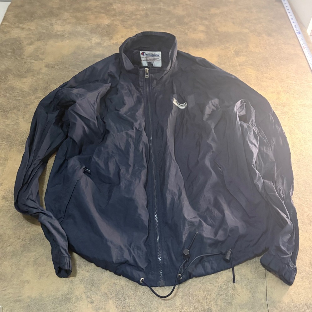 Champion Windbreaker Jacket Mens XL Navy Miller Brewing Full Zip Vintage Beer